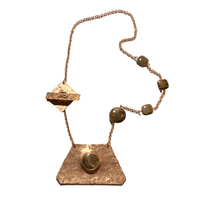Green Opal, Copper Metal Handcrafted Pendant Necklace With Copper Chain. This is truly a one-of-a-kind, Unique Necklace.